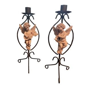 Cherub Candle Stick Holder Angel Holder - Christmas Around The World